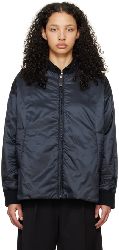 Max Mara Silver Sierra Bomber Jacket In Midnightblue