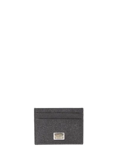 Dolce & Gabbana St Dauphine Logo Plaque Card Holder In Black