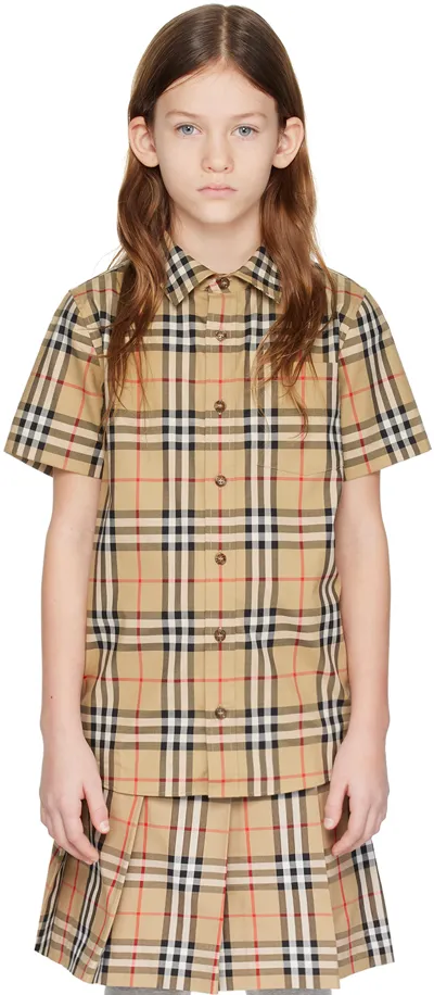 Burberry Kids Beige Check Shirt In Archive Beige Ip Chk