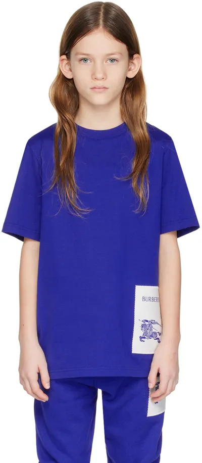 Burberry Kids Blue Ekd T-shirt In Knight