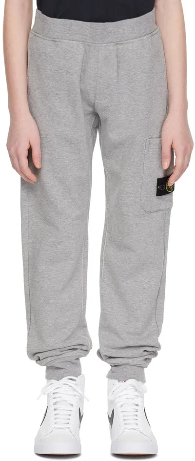 Stone Island Junior Kids Gray Patch Sweatpants In V0m64 Melange Grey