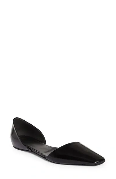 Totême + Net Sustain The Asymmetric D'orsay Leather Point-toe Flats In Black