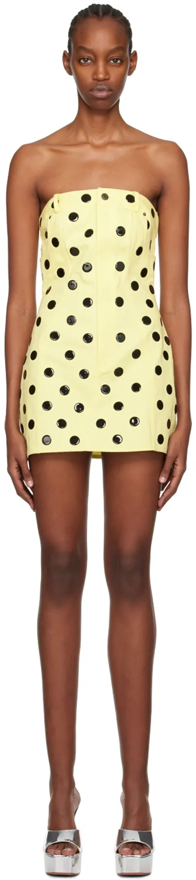 Area Polka-dot Strapless Minidress In Cream Yellow