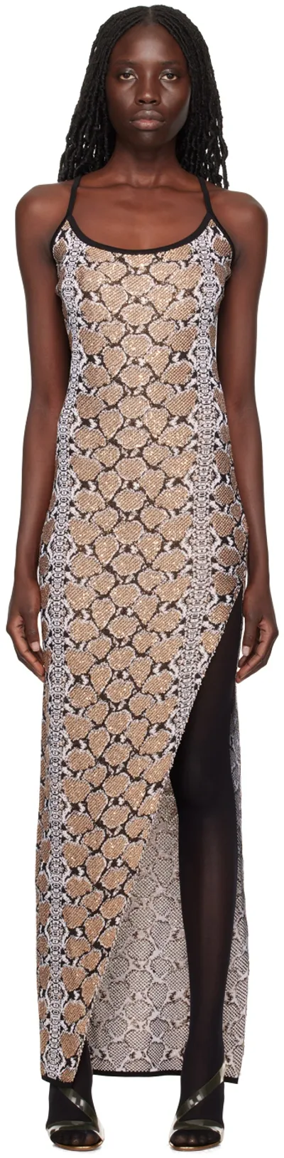 Balmain Snakeskin-jacquard Sequin-embellished Dress In Pink