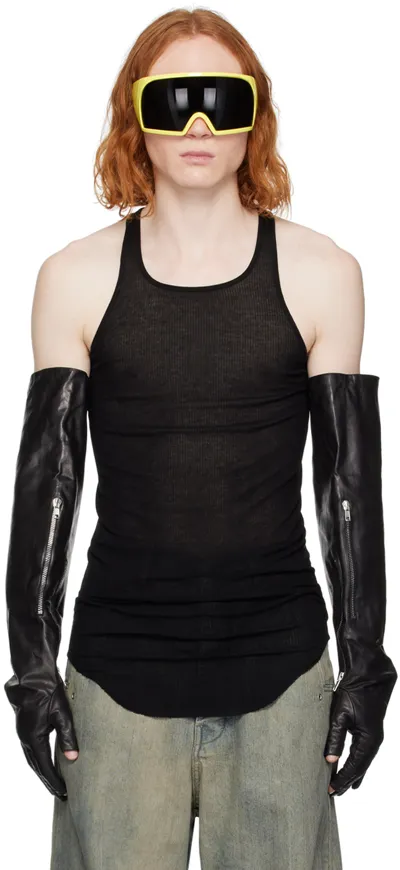 Rick Owens Black Basic Rib Tank Top In 09 Black