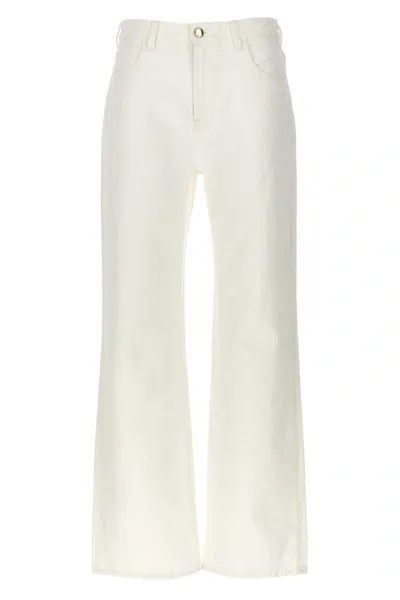 Chloé Cotton Blend Denim Boyfriend Jeans In White