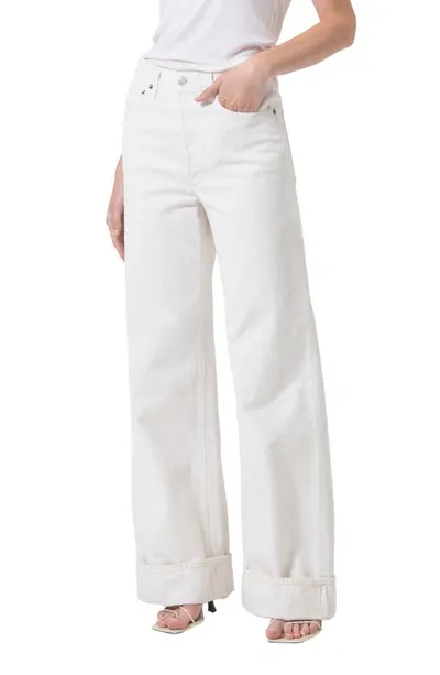 Agolde Dame Rigid High-rise Wide-leg Jeans In White