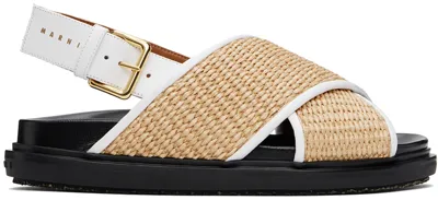 Marni Tan Fussbett Sandals In Zo306 Natural/white