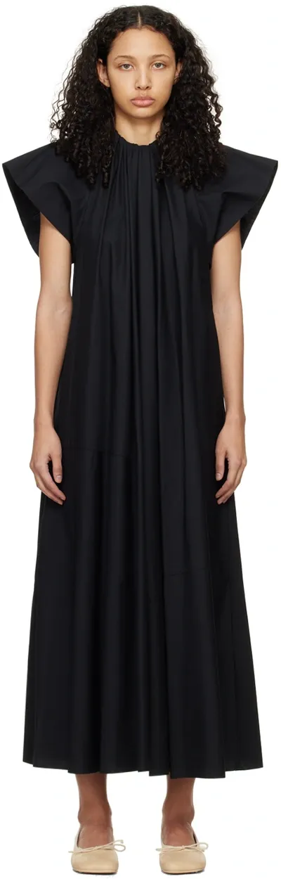 Mm6 Maison Margiela Black Gathered Maxi Dress In 900 Black