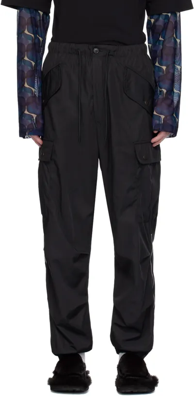 Dries Van Noten Black Loose Cargo Pants In 900 Black