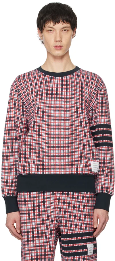 Thom Browne 4 Bar Cotton Crewneck Sweatshirt In Multicolor