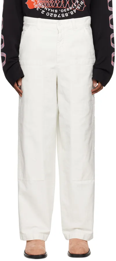 Dries Van Noten Off-white Hammer Loop Cargo Pants In 8 Off White