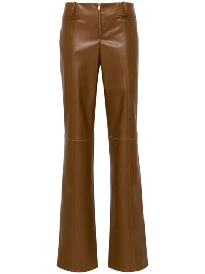 Aya Muse Cida Faux-leather Trousers In Brown