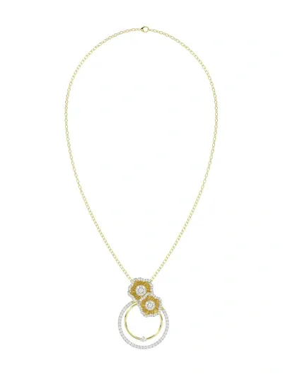 Marchesa Halo Flower Yellow Gold Pendant Necklace