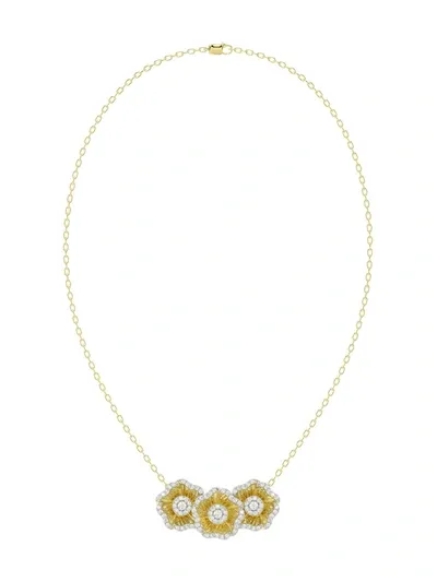 Marchesa Halo Flower Yellow Pendant Necklace In Yellow Gold