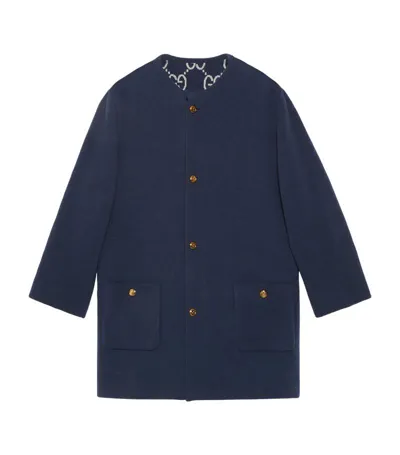 Gucci Reversible Gg Wool Jacquard Cardigan In Blau