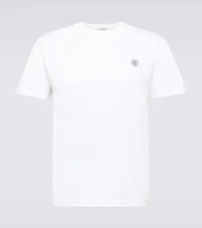 Stone Island Compass-patch Cotton T-shirt In White