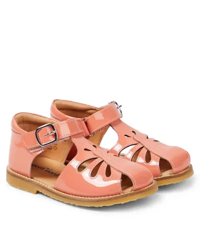 Petit Nord Kids' Butterfly Patent Leather Sandals In Orange