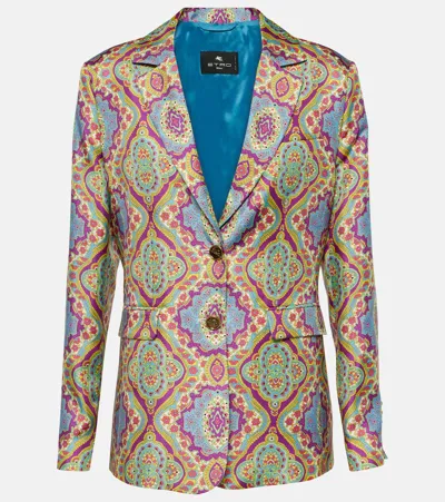 Etro Printed Single-breasted Silk Blazer In Multicoloured