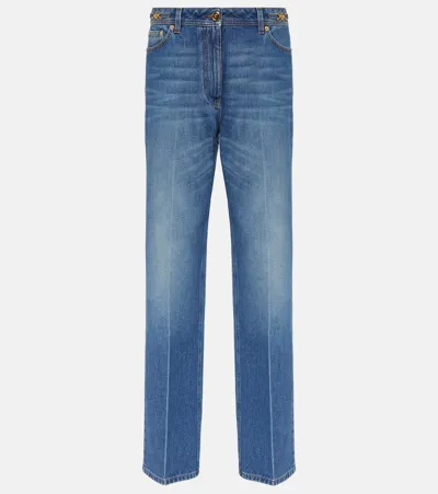 Versace High-rise Straight Jeans In Blue