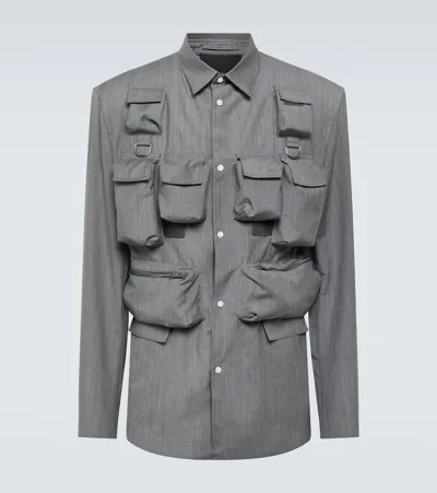 Prada Wool And Mohair Shirt In Gray