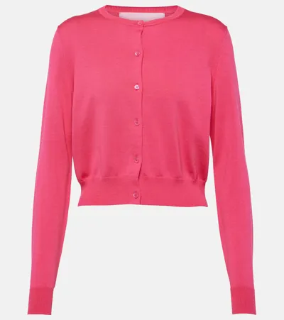 Carolina Herrera Cropped Silk And Cotton Cardigan In Pink