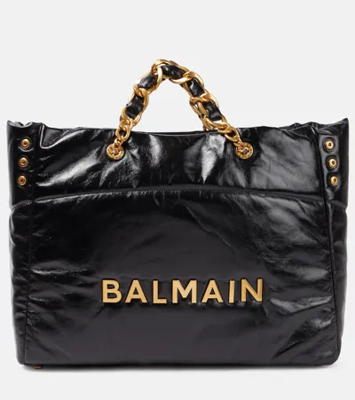 Balmain 1945 Padded Leather Tote Bag In Black