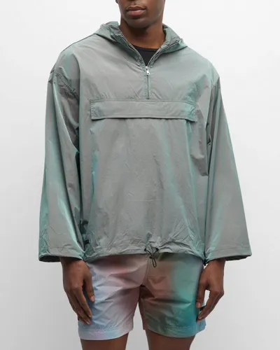 True Tribe Men's Iridescent Short Poncho In Moon Royal