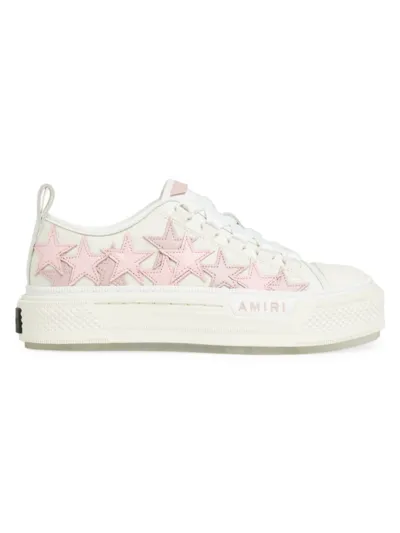 Amiri Stars Court Low Sneakers In Beige Leather In Pink