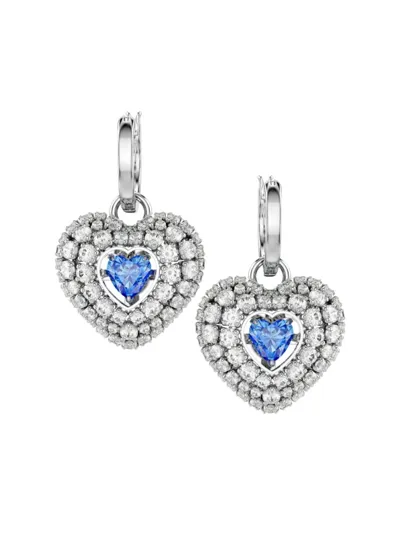 Swarovski Women's Hyperbola Crystal Heart Drop Earrings In White Gold