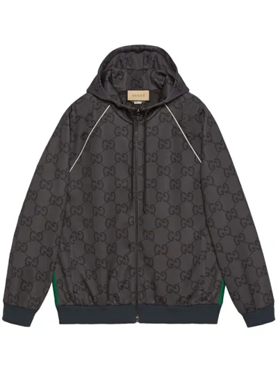 Gucci Reissverschlussjacke Mit Jumbo Gg Und Web In Grey