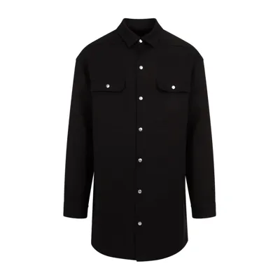 Rick Owens Long Sleeved Snapped Shirt Jacket In Black