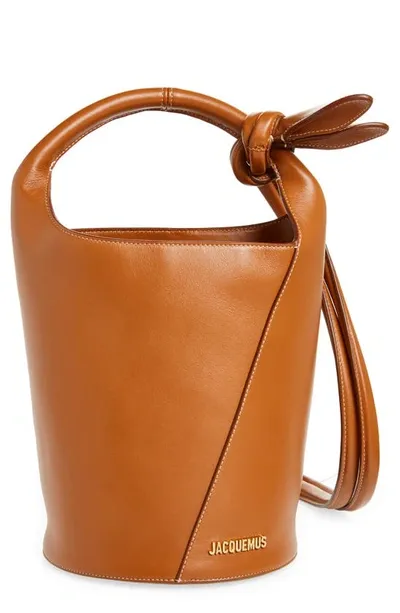 Jacquemus Le Petit Tourni Leather Bucket Bag In Brown