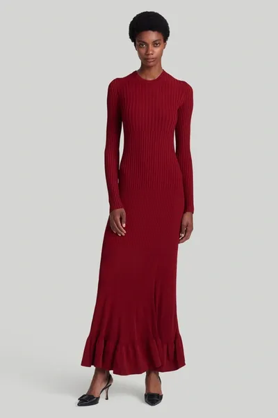 Altuzarra Seyrig Long Sleeve Knit Long Dress In Garnet