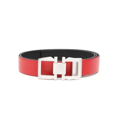 Ferragamo Salvatore  Logo Engraved Reversible Belt In Red/black