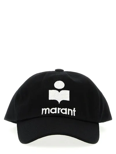 Isabel Marant Logo Embroidery Cap In Black,ecru