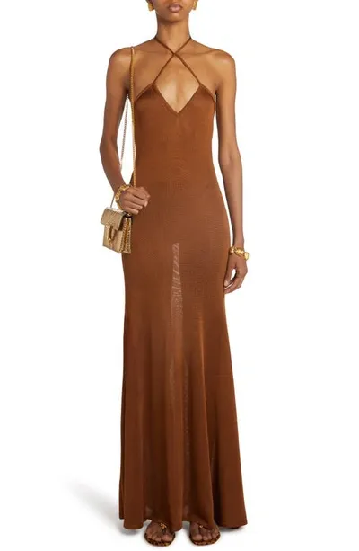 Tom Ford Jersey Dress In Brown