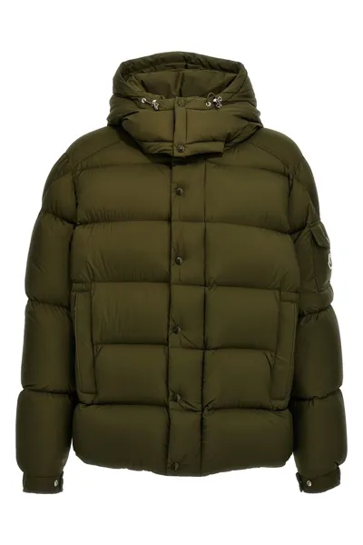 Moncler Vezere Logo Patch Puffer Jacket In Green