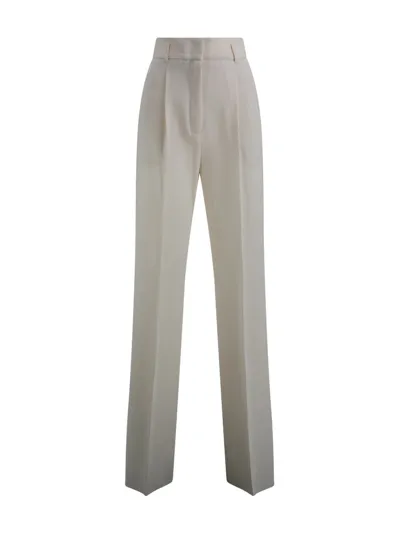 Max Mara Studio High Waist Straight Leg Trousers In White