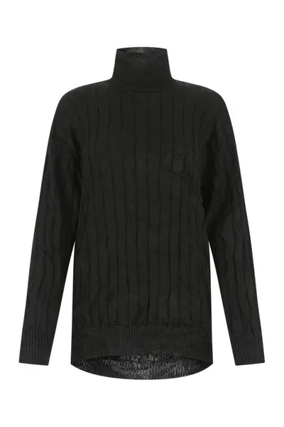 Balenciaga Woman Black Silk Blend Oversize Sweater