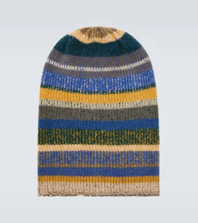 The Elder Statesman Super Soft Striped Cashmere Beanie In Multicoloured