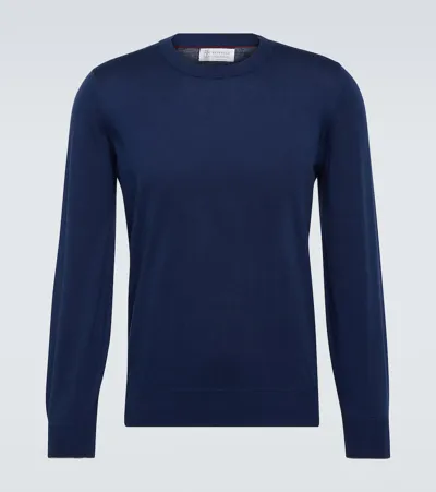 Brunello Cucinelli Cotton Sweater In Blue