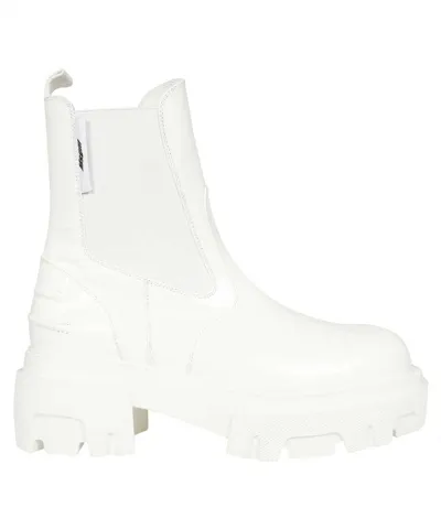 Msgm Woman Ankle Boots White Size 10 Soft Leather