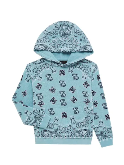 Amiri Little Kid's & Kid's Bandana Knit Hoodie In Air Blue