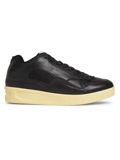 Jil Sander Leather Sneakers In Black Ecru