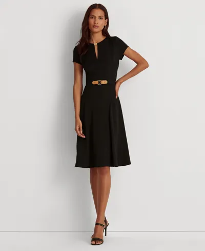 Lauren Ralph Lauren Belted Georgette Dress In Lighthouse Navy