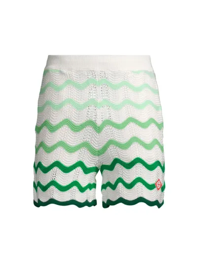 Casablanca Gewellte Baumwollshorts Mit Farbverlauf In Green White