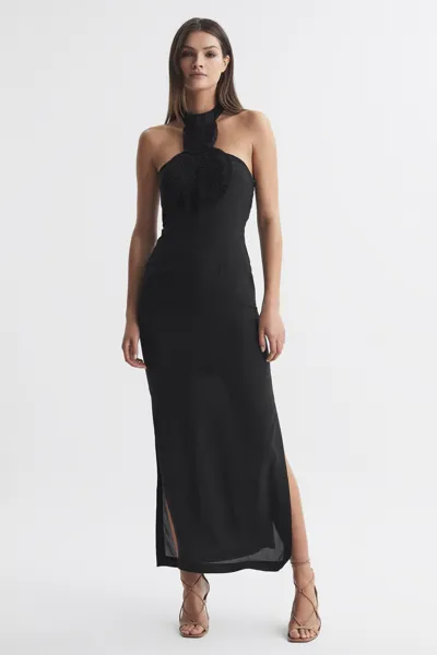 Joslin Silk Halterneck Maxi Dress In Sandwash Black