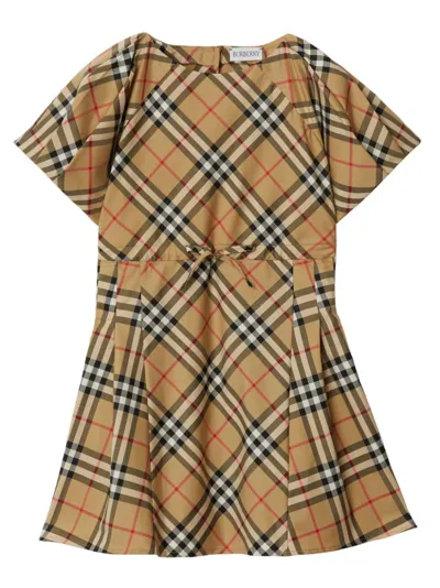 Burberry Kids' Little Girl's & Girl's Jada Pleated Check Dress In Archive Beige Check