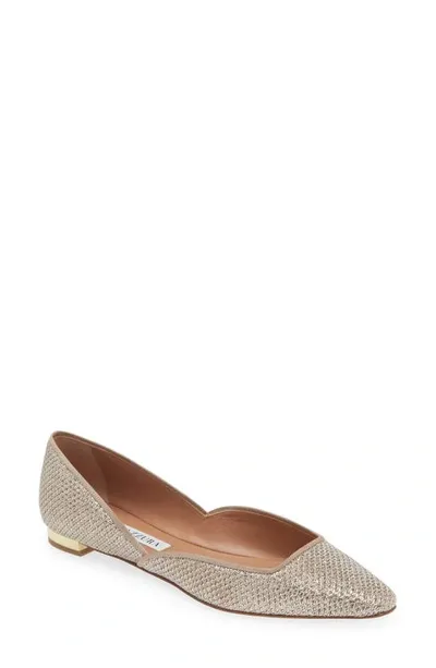 Aquazzura Maia Metallic Ballerina Flats In Gold